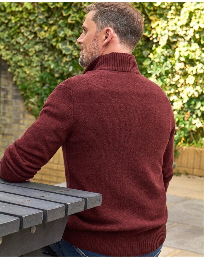 Mens Lambswool Zip Neck Sweater
