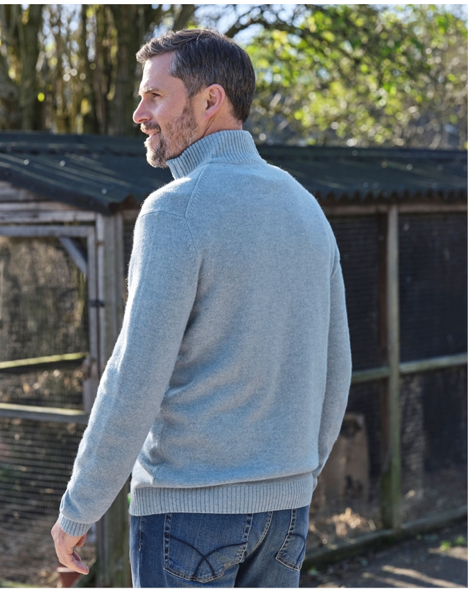 Mens Lambswool Zip Neck Sweater