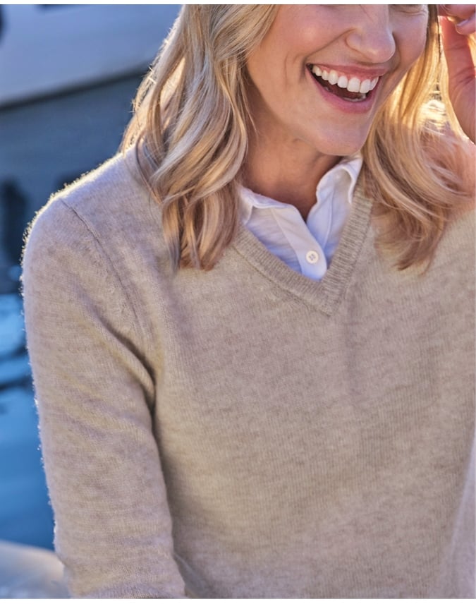 Womens Lambswool V Neck Sweater