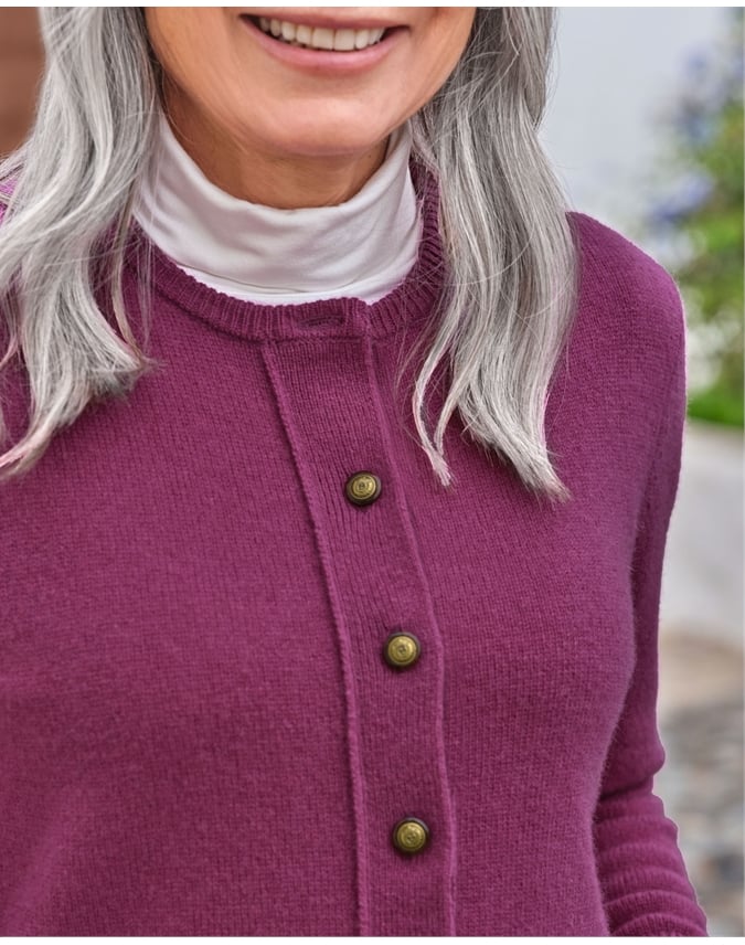 Lambswool Ladies Crew Neck Cardigan