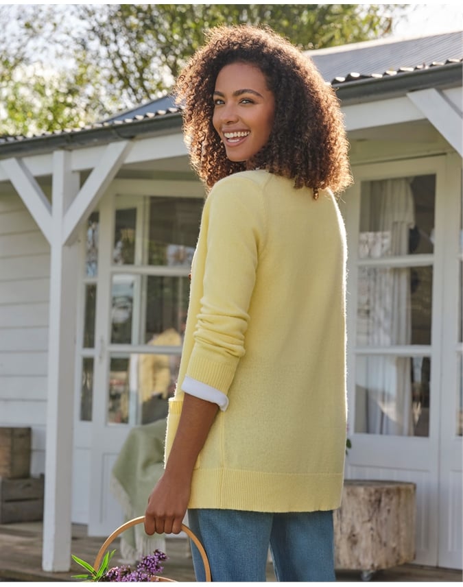 Lambswool Ladies Crew Neck Cardigan