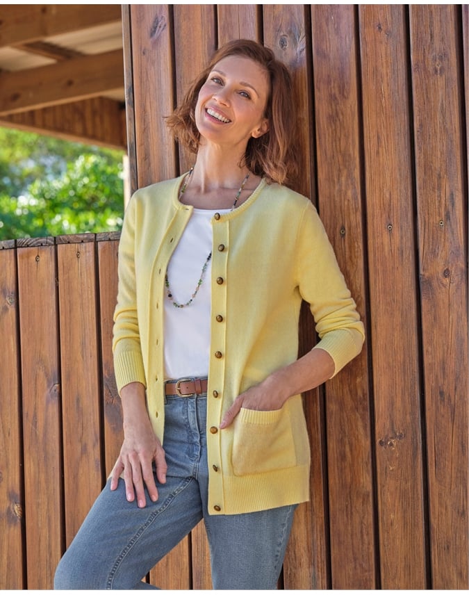 Lambswool Ladies Crew Neck Cardigan