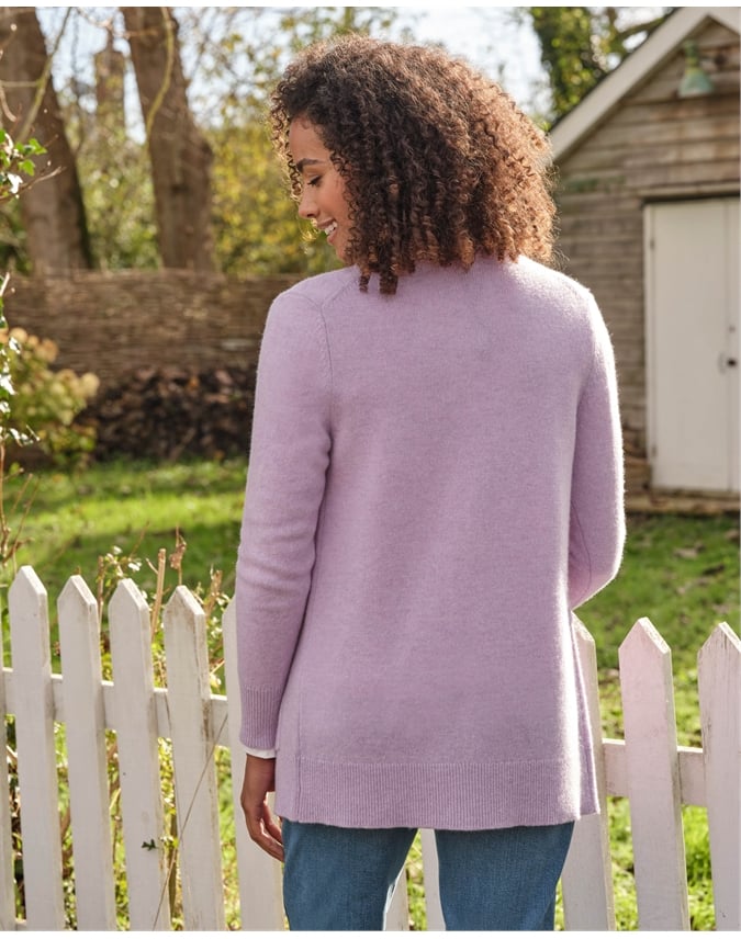 Lambswool Ladies Crew Neck Cardigan