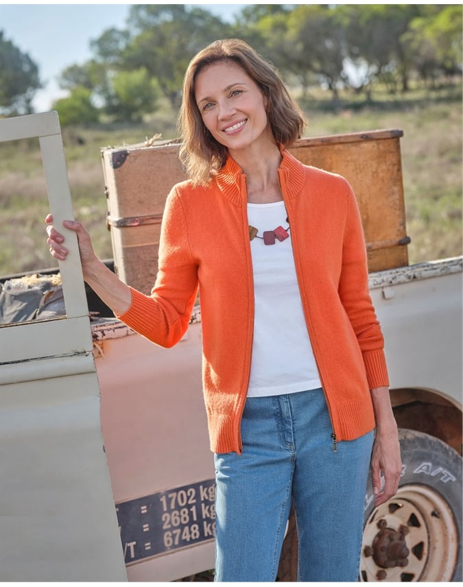 Lambswool Zip Thru Cardigan