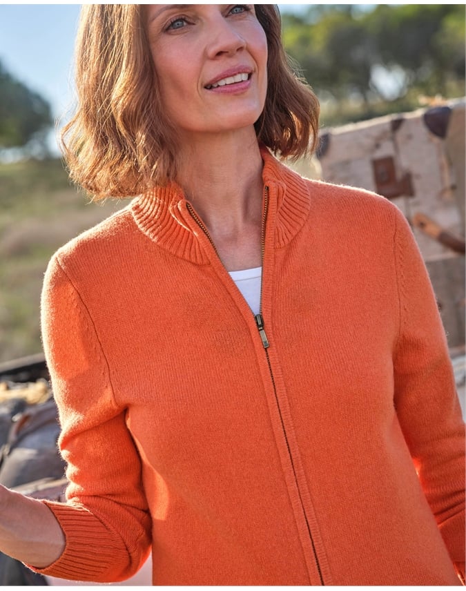 Lambswool Zip Thru Cardigan