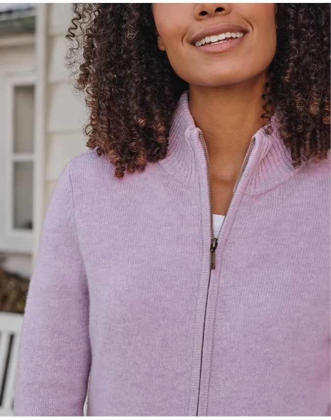 Lambswool Zip Thru Cardigan