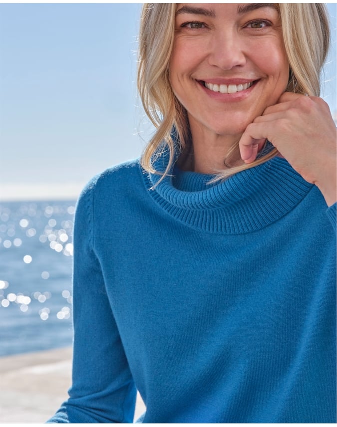 Cashmere And Merino Long Sleeve Cowl Neck Sweater
