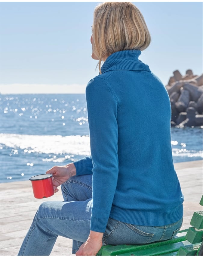 Cashmere And Merino Long Sleeve Cowl Neck Sweater