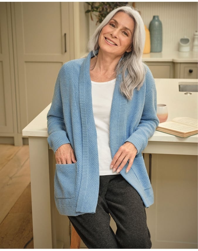 Moss Stitch Open Cardigan