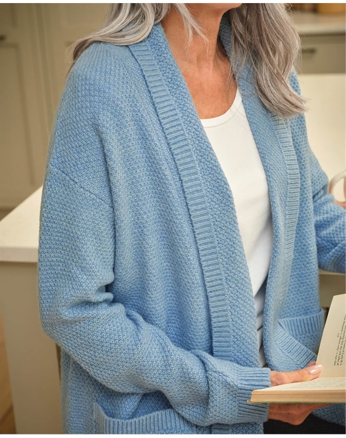 Moss Stitch Open Cardigan