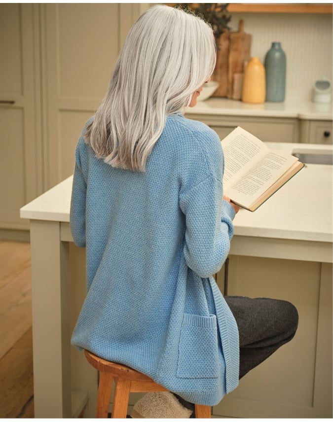 Moss Stitch Open Cardigan