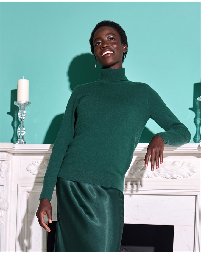 Womens Cashmere Polo Neck Sweater