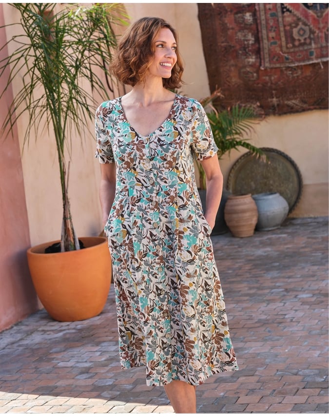Button Through Linen Dress
