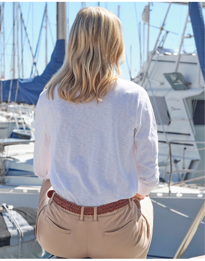 Long Sleeve Notch Neck Top