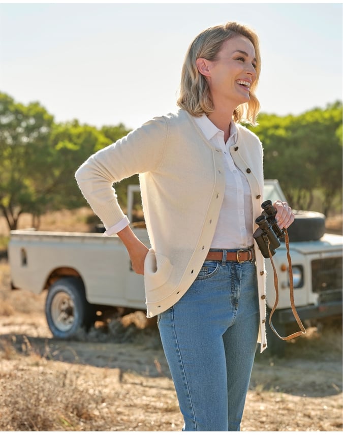 Lambswool Ladies Crew Neck Cardigan