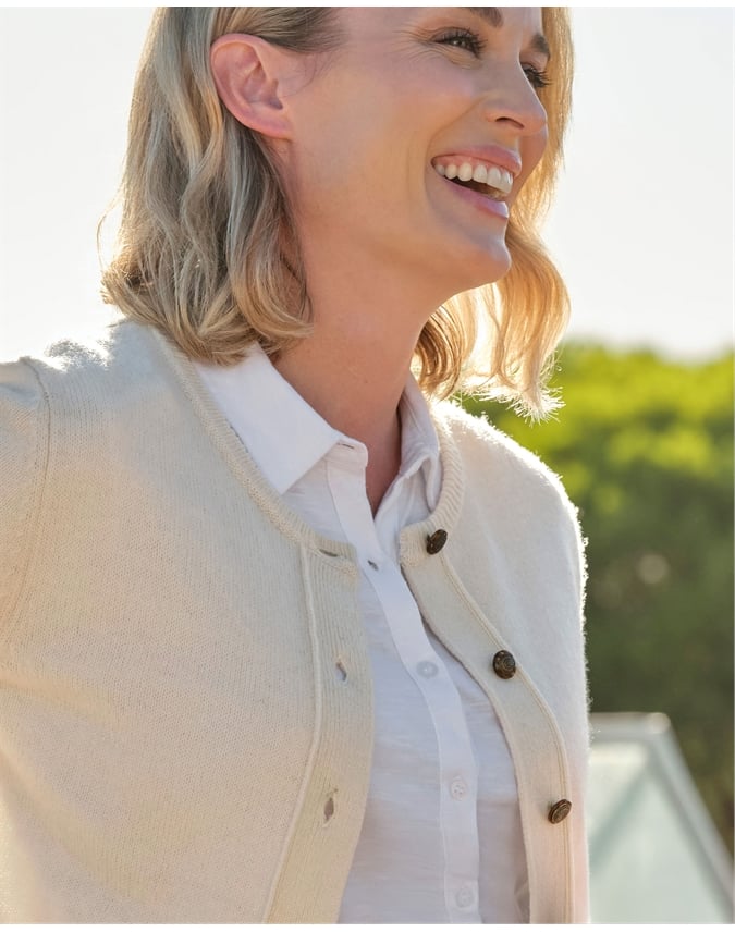 Lambswool Ladies Crew Neck Cardigan