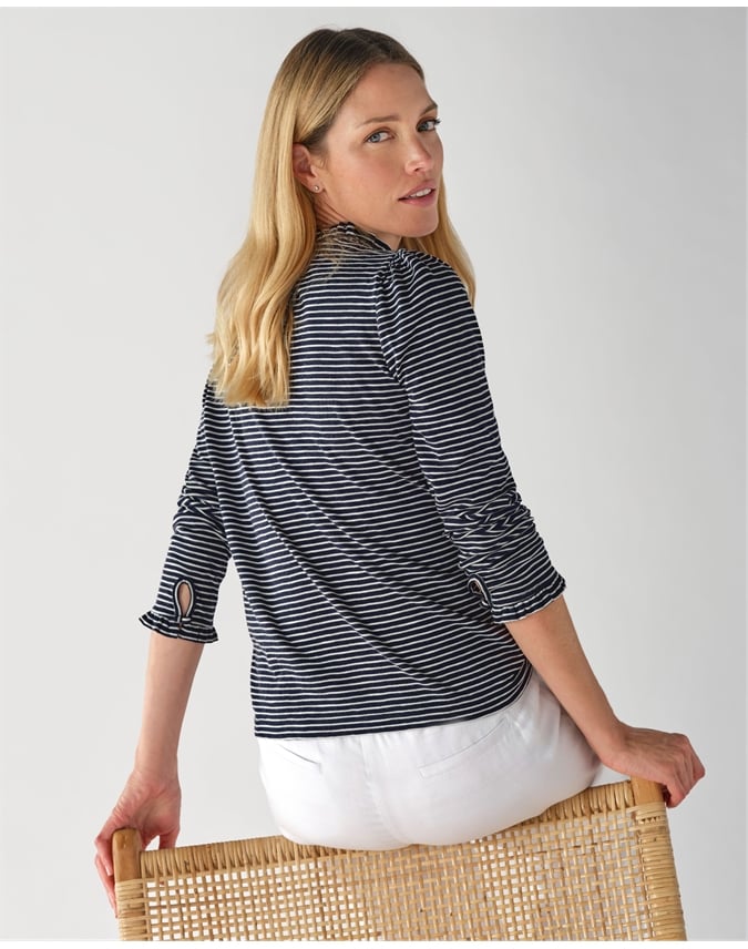 Ruffle Neck Jersey Top