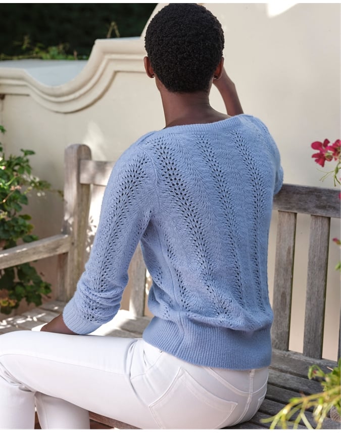 Merino Cashmere Fan Stitch Sweater