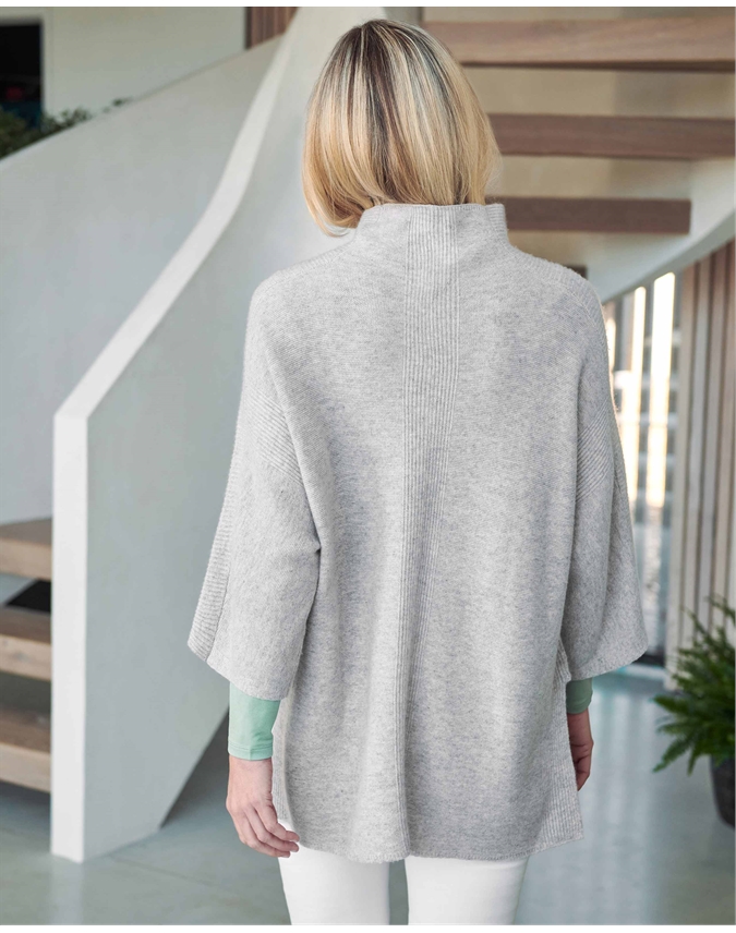 Cashmere Textured Poncho Sweater