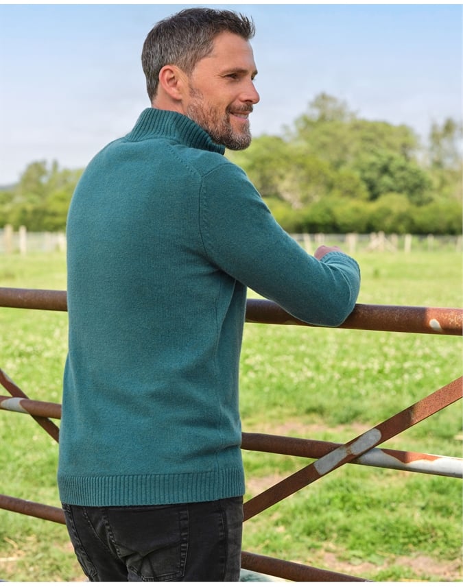 Mens Lambswool Zip Neck Sweater