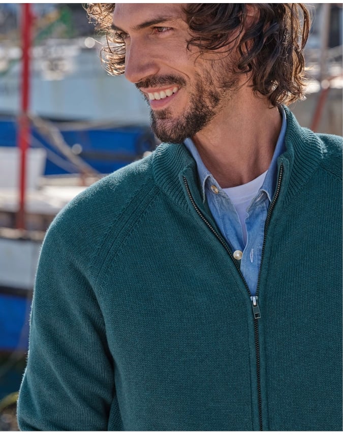 Essential Cotton Zip Cardigan