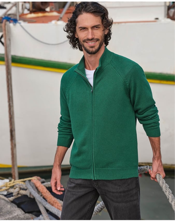 Essential Cotton Zip Cardigan