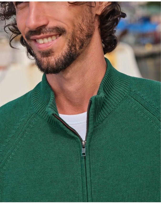 Essential Cotton Zip Cardigan