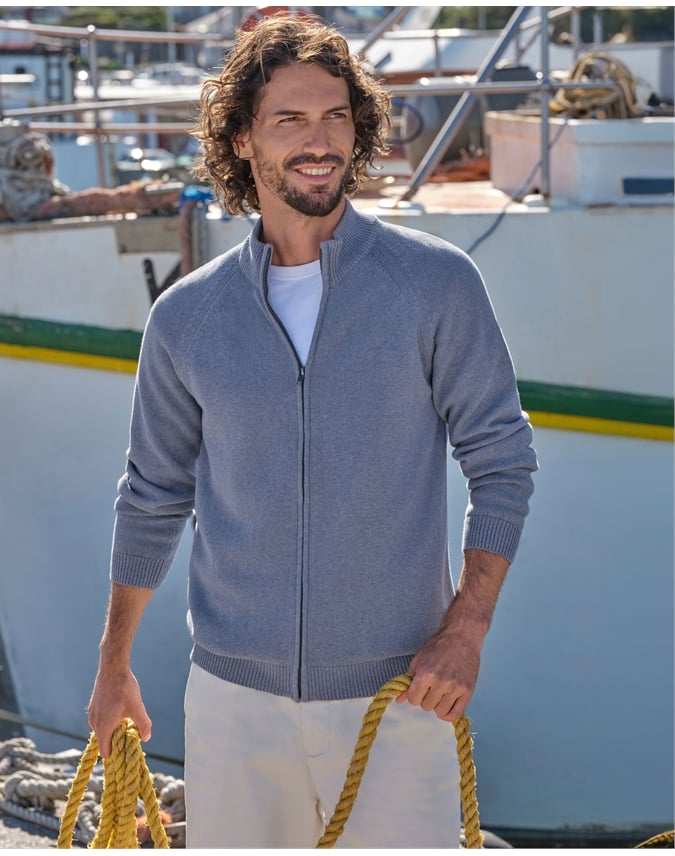 Essential Cotton Zip Cardigan