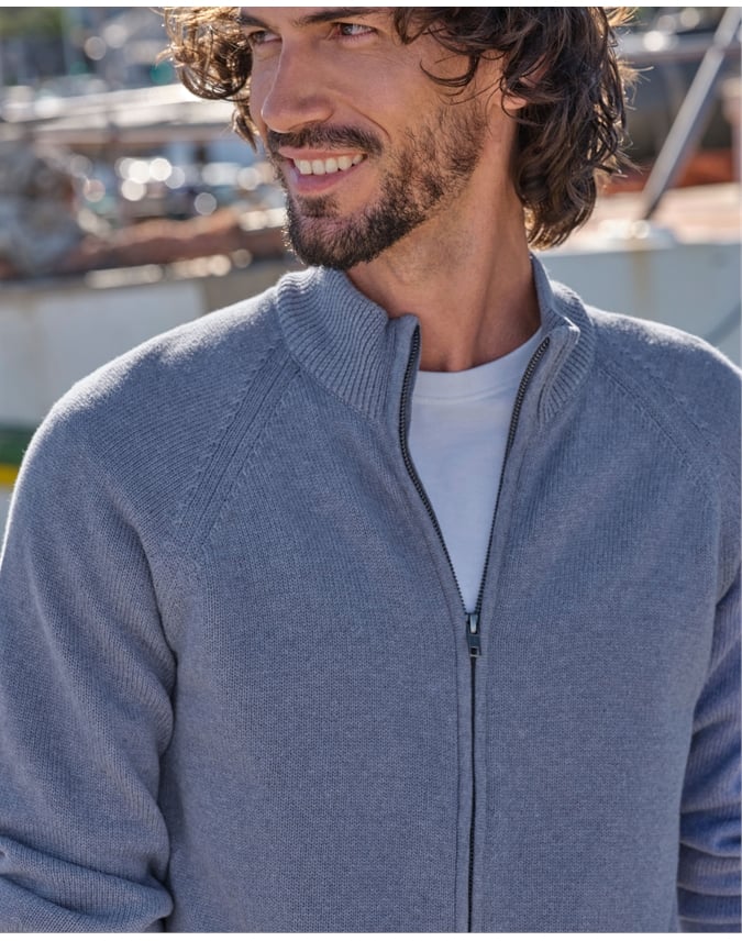 Essential Cotton Zip Cardigan
