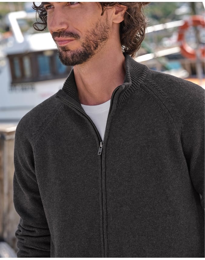 Essential Cotton Zip Cardigan