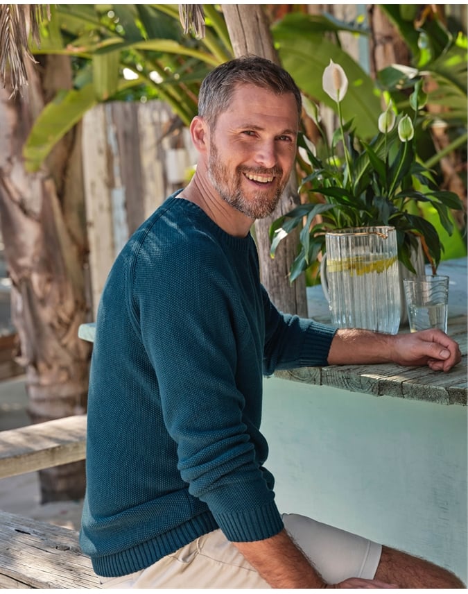Moss Stitch Essential Crew Neck Sweater