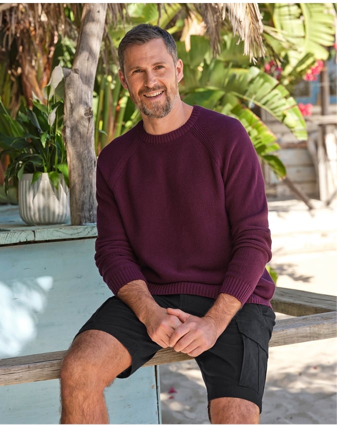 Moss Stitch Essential Crew Neck Sweater