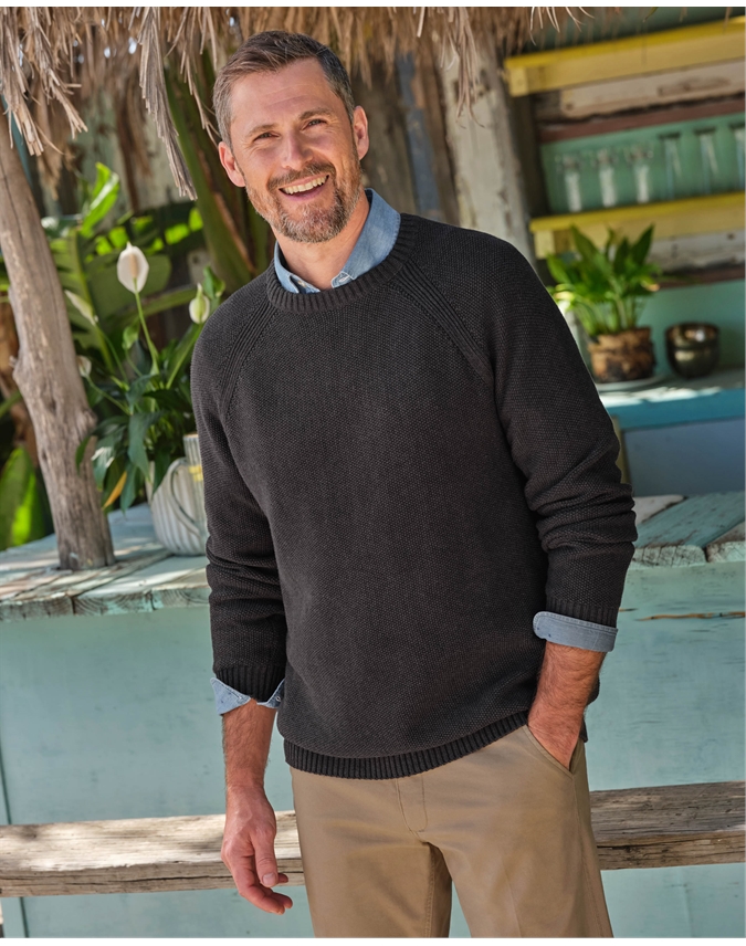 Moss Stitch Essential Crew Neck Sweater
