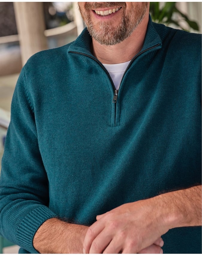 Essential Cotton Zip Neck Sweater