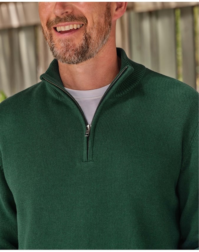 Essential Cotton Zip Neck Sweater