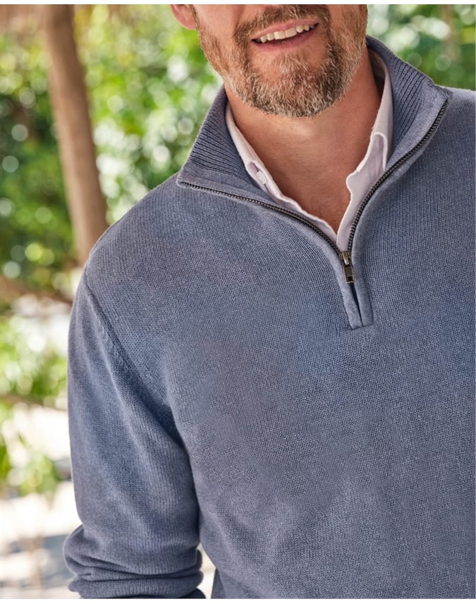 Essential Cotton Zip Neck Sweater