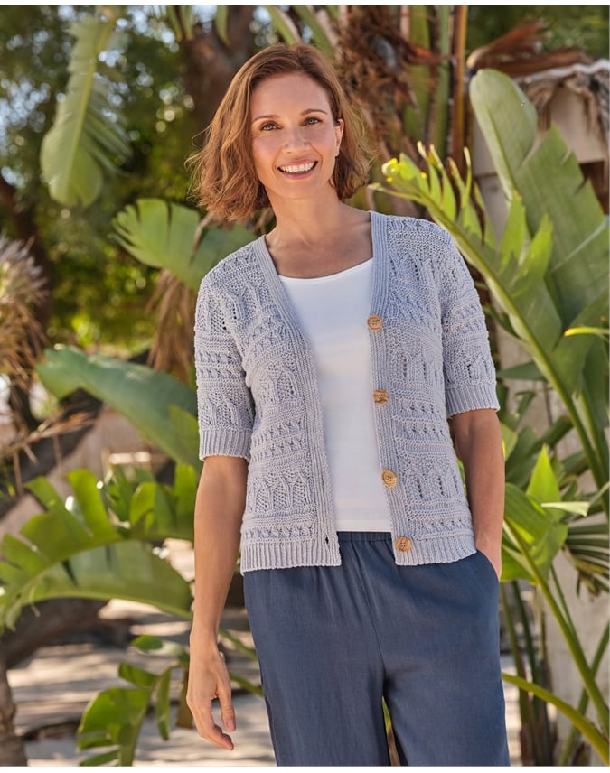 Tape Yarn V Neck Cardi