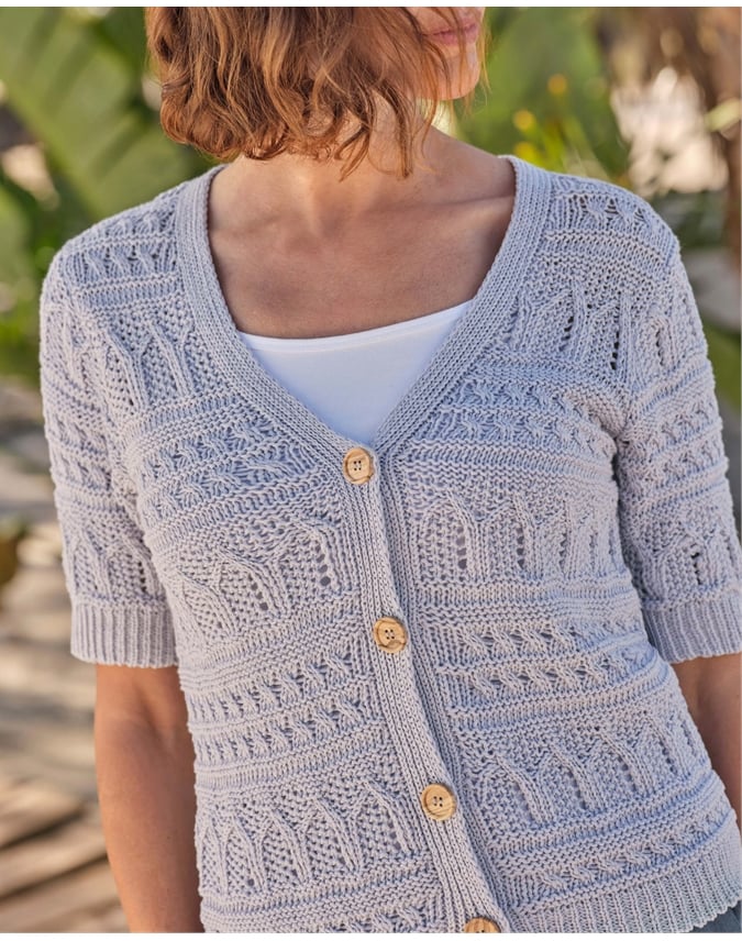 Tape Yarn V Neck Cardi