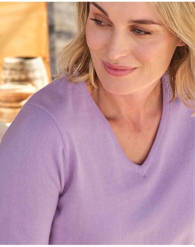 Cotton & Cashmere V Neck Sweater