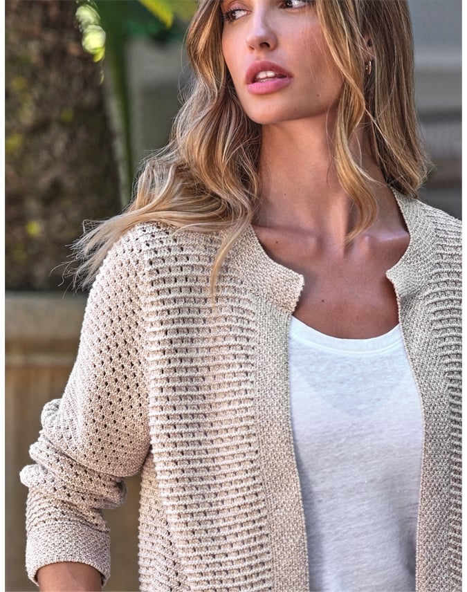 Cotton Mesh Open Cardigan