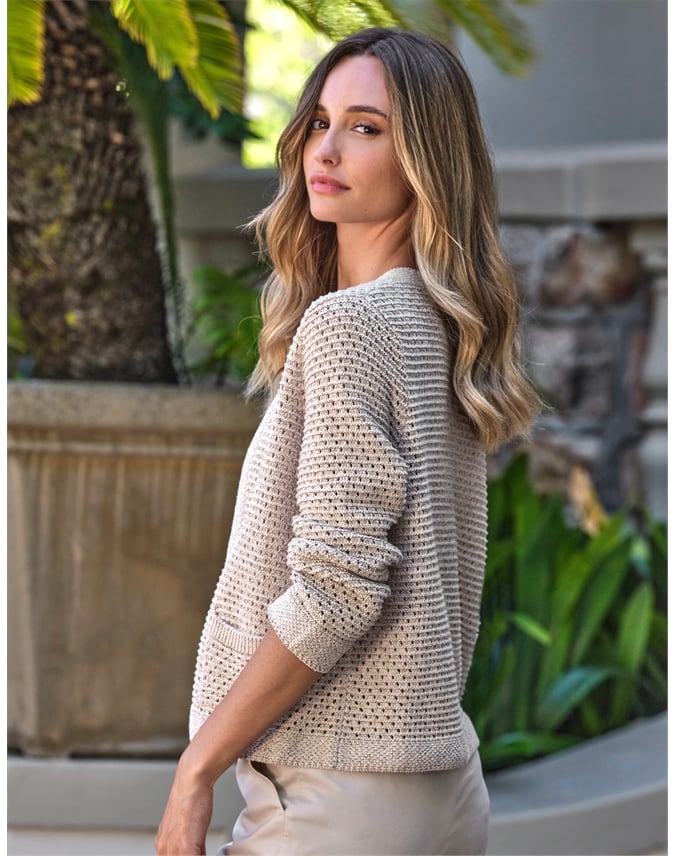 Cotton Mesh Open Cardigan