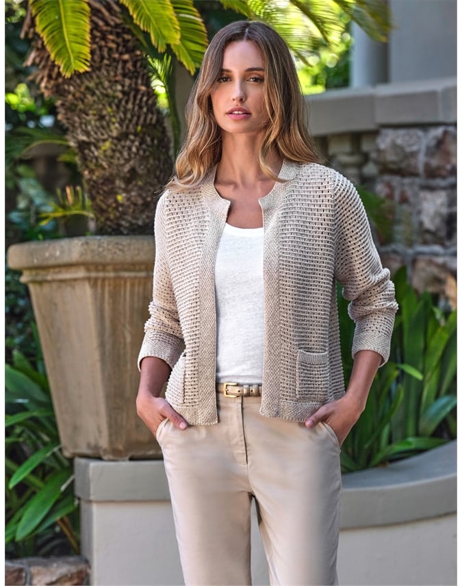 Cotton Mesh Open Cardigan