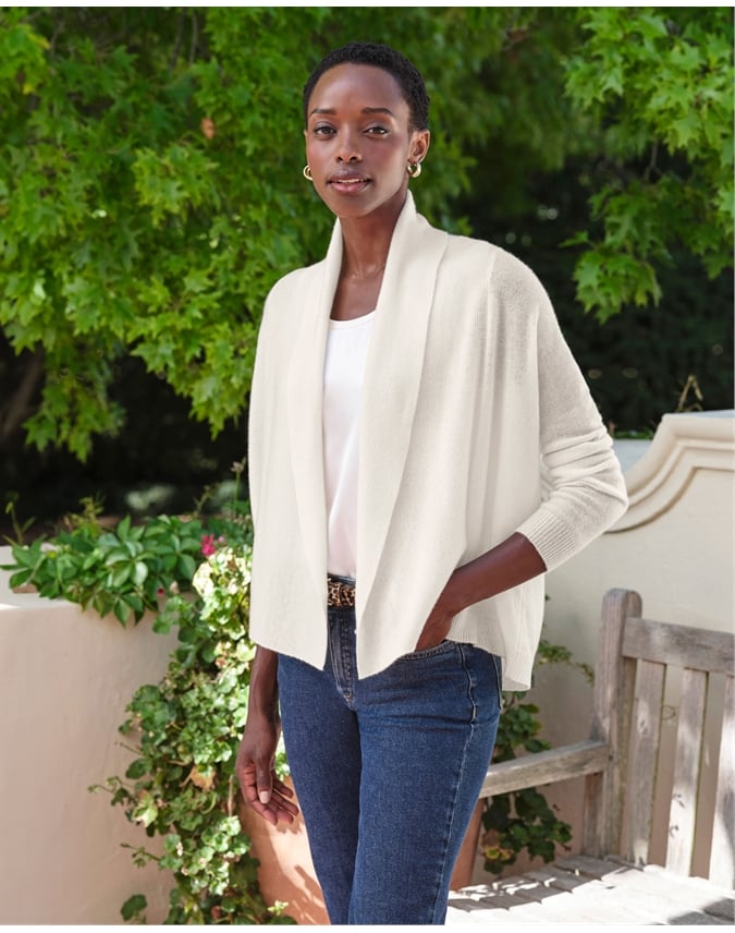 Cashmere Short Open Cardigan