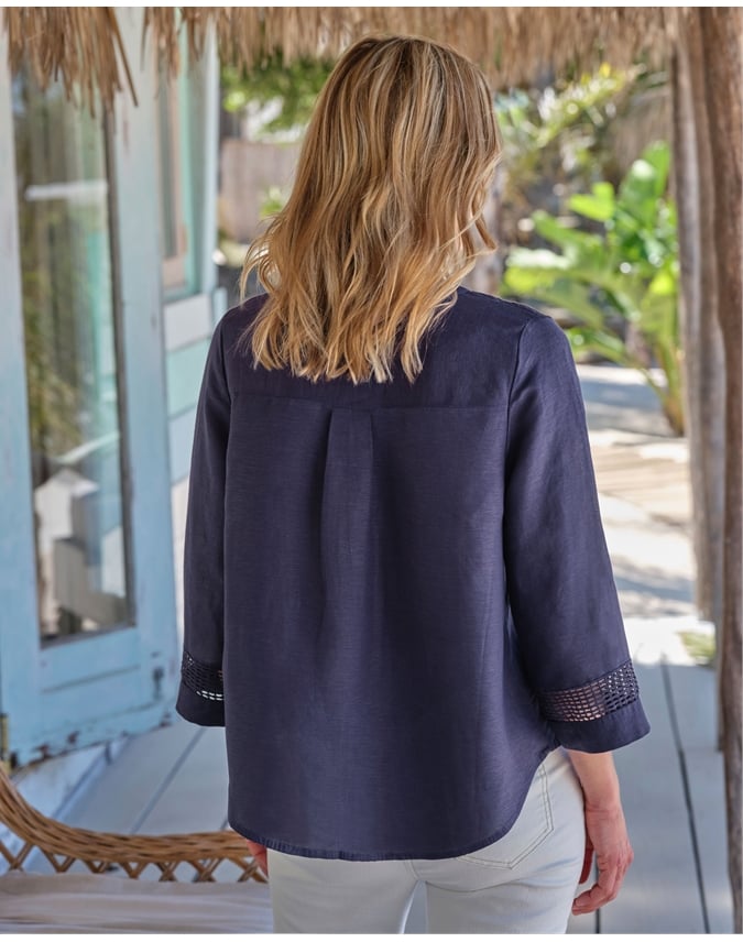 Ladder Insert Notch Neck Top