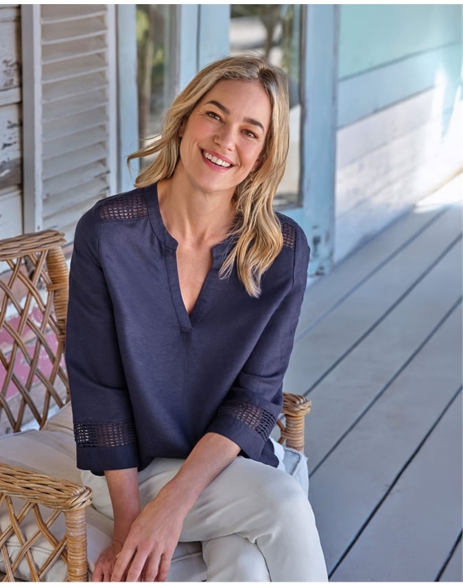 Ladder Insert Notch Neck Top