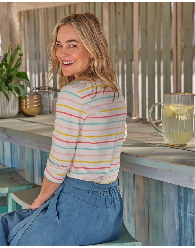 3/4 Sleeve Henley Top