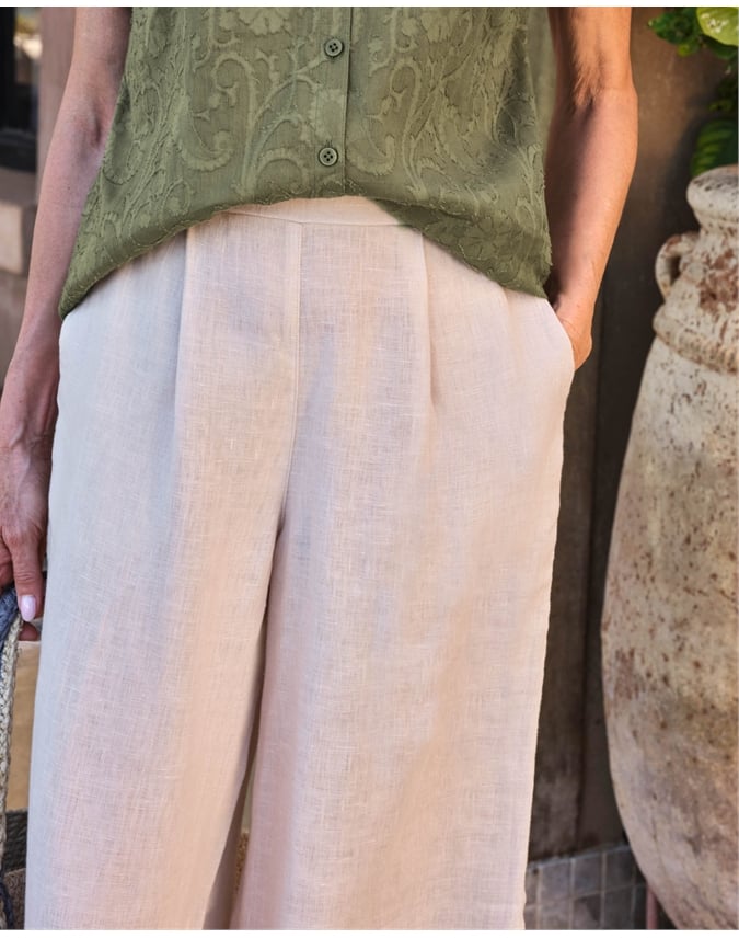 Elastic Back Linen Culottes