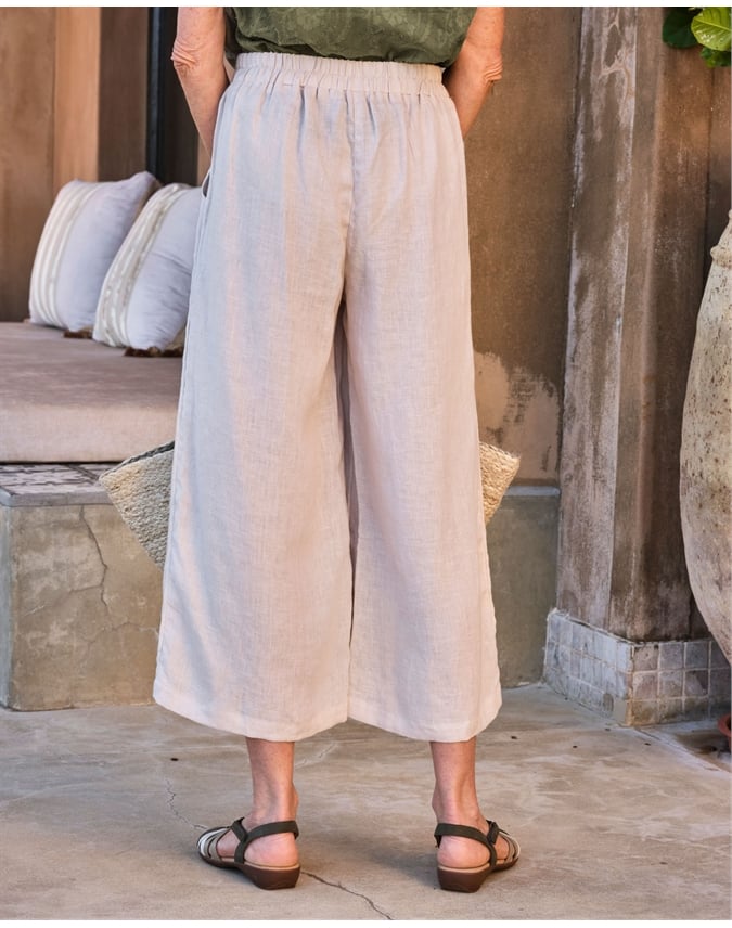 Elastic Back Linen Culottes