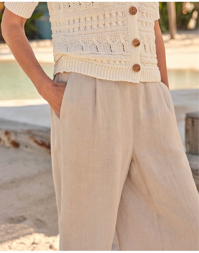 Elastic Back Linen Culottes