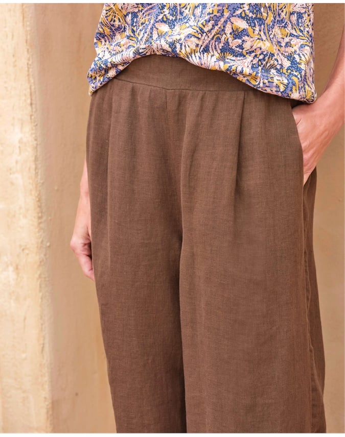 Elastic Back Linen Culottes